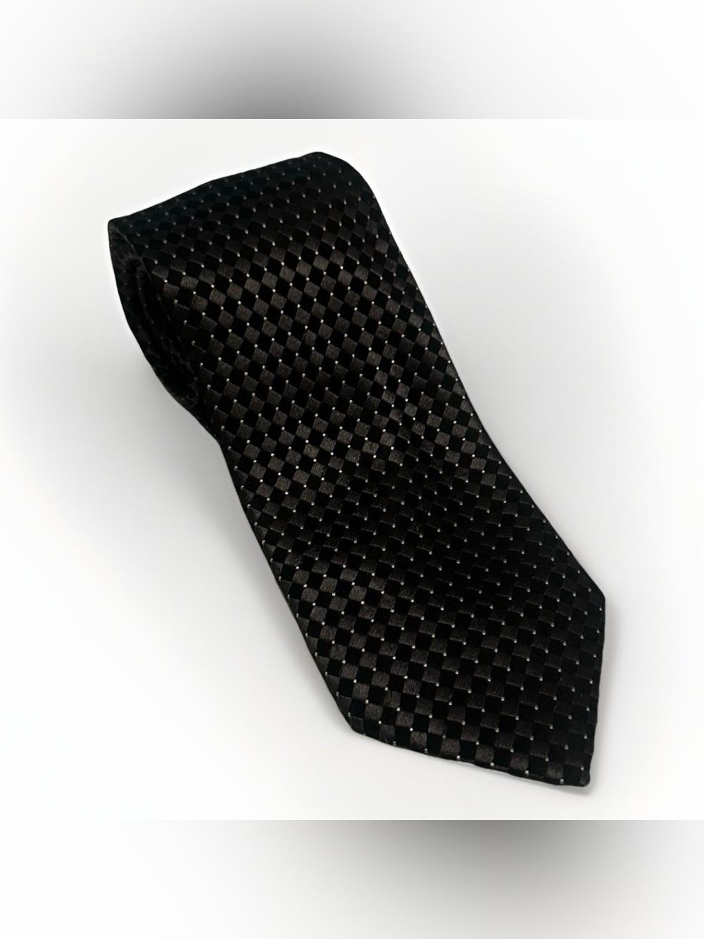 Donald J Trump Signature Collection Handmade Black Checkered Silk Necktie Tie